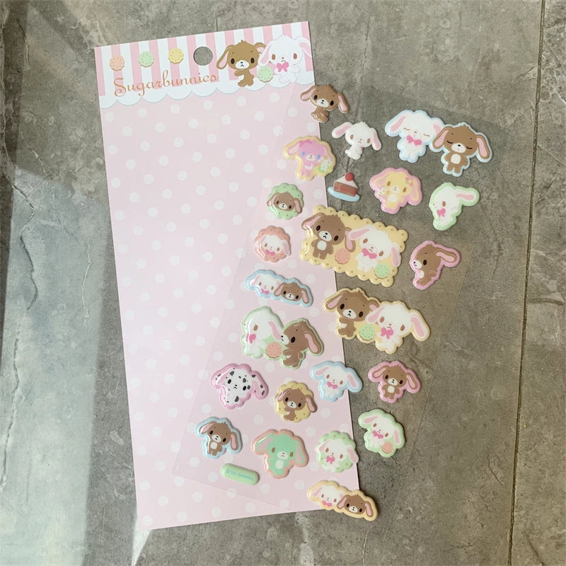 Cute Sugarbunnies Stickers Three-D Cartoon Anime Bunny Stickers Kawaii Laptop Notebook Sticker Book Decor