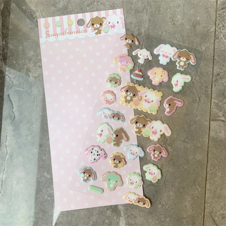 Cute Sugarbunnies Stickers Three-D Cartoon Anime Bunny Stickers Kawaii Laptop Notebook Sticker Book Decor
