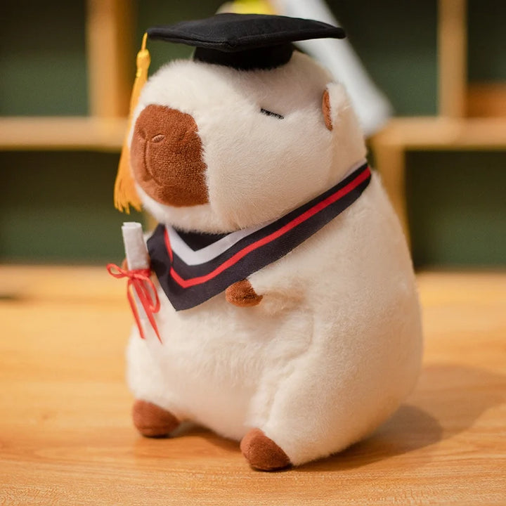 Graduation Capybara Plush Toys Wearing Cap Holding Diploma Stuffed Graduational Capibara Soft Dolls Souvenir Plushie Gifts