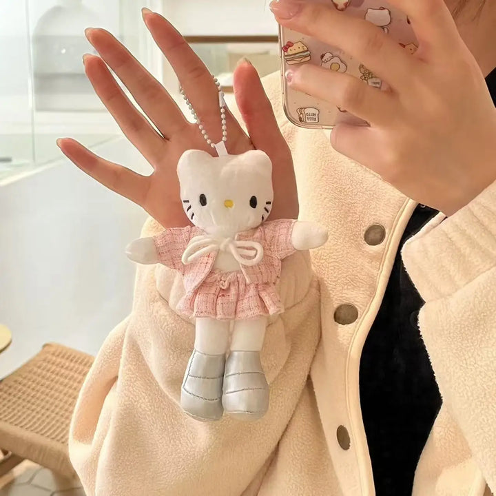 Kawaii Sanrio Black Skin Hello Kitty Plush Toys Keychain Backpack Pendant Keychain Decoration Couple Birthday Gift Peripherals