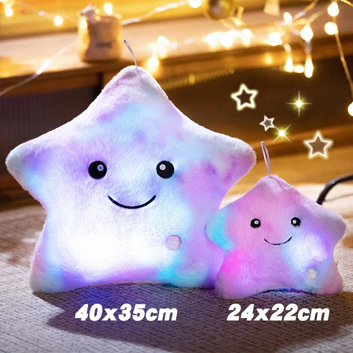 Electronic Star Plush Toy Stuffed Soft Star Pillow Doll LED Light Plush Glowing Soft Doll Baby Kid Toys Birthday Gift Home Decor