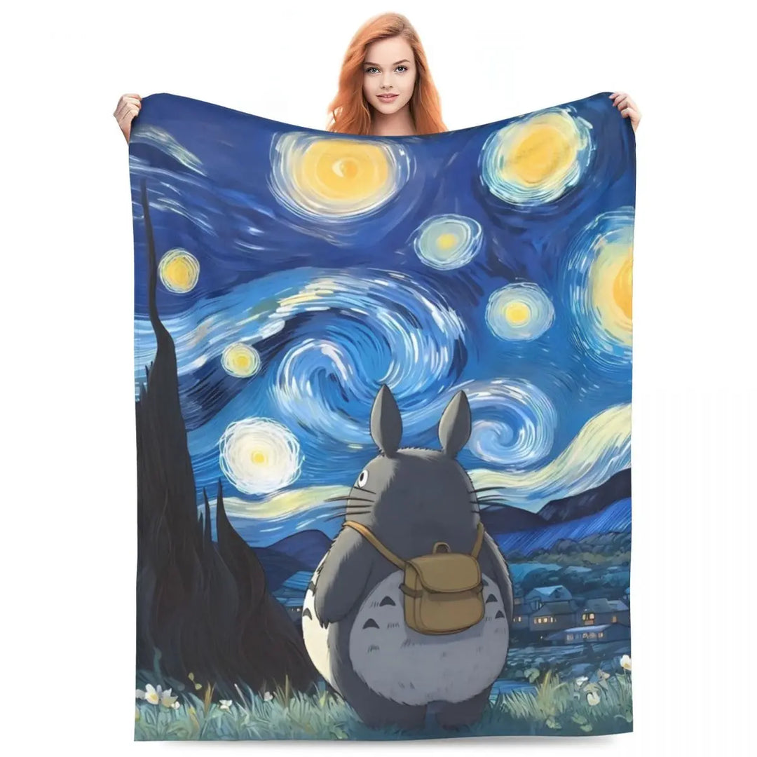 Cartoon Funny Cute T-Totoros Blanket Coral Fleece Plush  Soft Throw Blankets for Car Sofa Couch Bed Rug