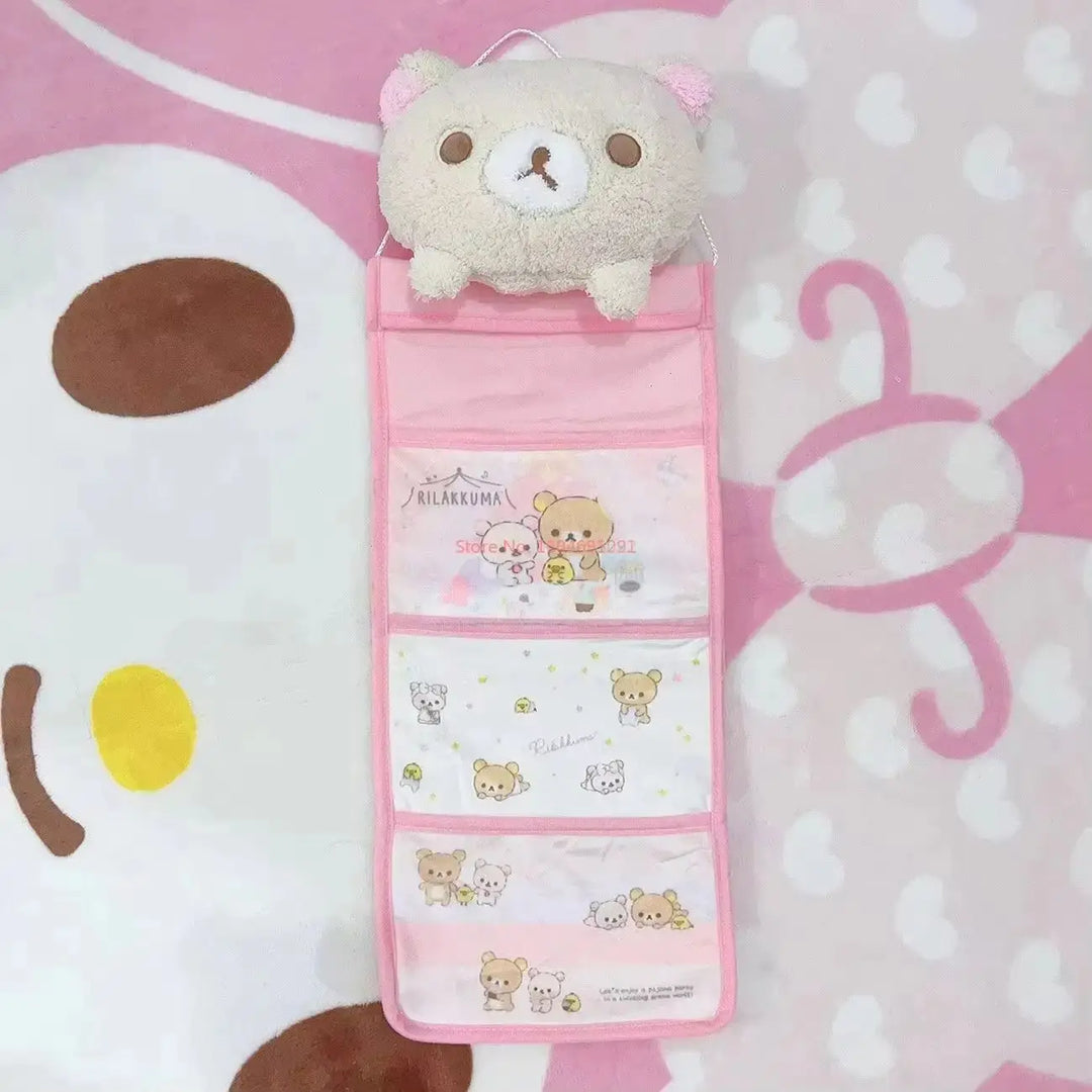 Kawaii Rilakkuma Hanging Multi-Layer Storage Bag Jewelry Miscellaneous Large Furnishing Decoration Capacity Storage Bedroom Home