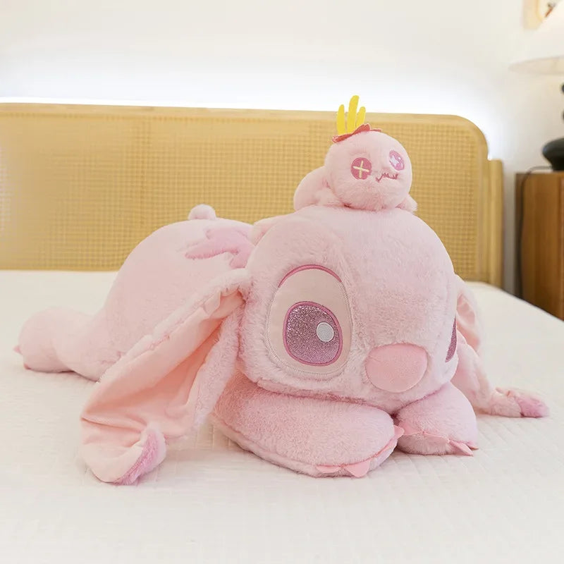 Disney Stitch Plush Toys Cartoon Anime Plushie Winnie Dolls Sleeping on The Stomach Pillow Soft Stuffed Xmas Gift for Kid