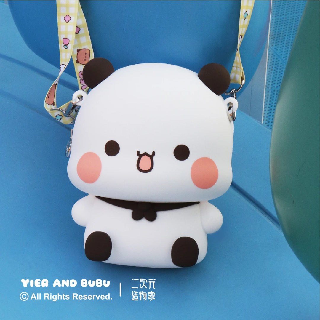 Original Panda Bubu & Yier Silicone Crossbody Bag Leisure Messenger Bag For Couples Mobile Phone Cover Toy Figure Accessory