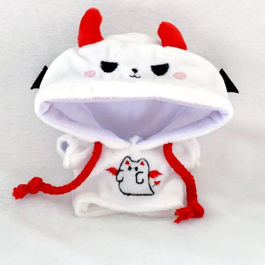 17cm Labubu II Idol Doll Sitting Party Halloween Bat Little Devil Hoodie Clothing Korean Kpop Exo Clothing DIY Gift