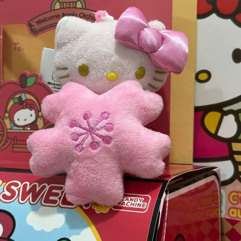Kawaii Sanrio Pink Cherry Blossom Hello Kitty Backpack Keychain Cartoon Plush Toys Doll Girl Birthday Creative Gift Peripherals