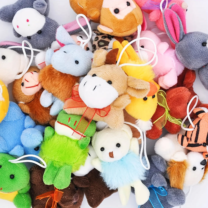 24pcs Mini Plush Animal Toy Set Cute Animals Keychain Decoration for Kids&Adult Carnival Prizes Small Stuffed Animal Party Favor