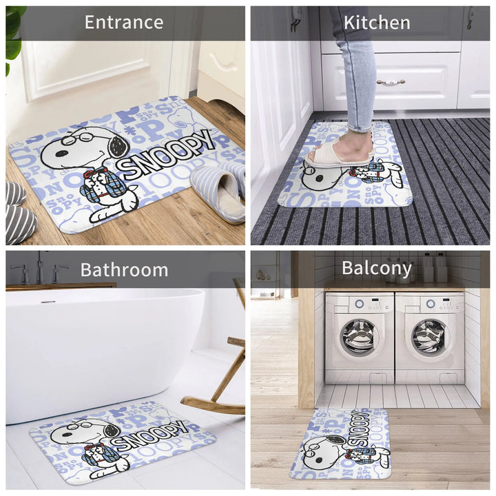 Snoopy in Alphabetic Surround Memory Foam Bath Mat Rug Non-Slip Ultra Soft  Bathroom Floor Rugs Carpet For Kitchen Shower Bath