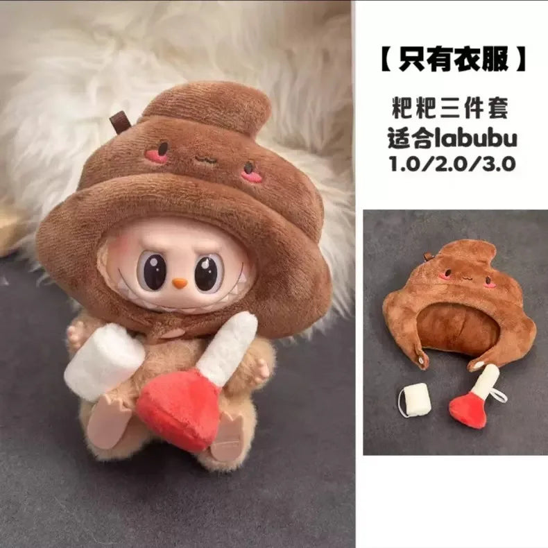 for Labubu 1-3 Gen 17cm Doll Outfits Milk Carton Onigiri Corn Chips & Ramen Bucket Set Bento Bag and Animal-Shaped Clothes
