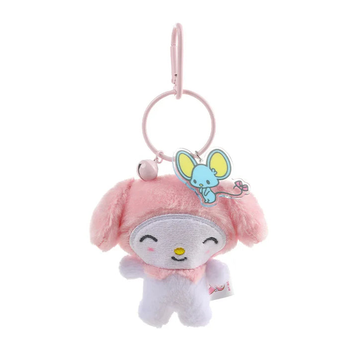 Kawaii Sanrio Kuromi Cinnamoroll Plush Toys Keychain Cartoon Hangydon Bell Backpack Pendant Decoration Friends Birthday Gifts