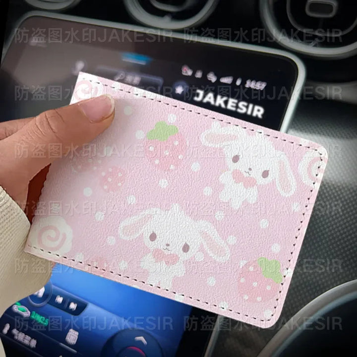 Kawaii Sugarbunnies Driver'S License Protective Leather Cover Cartoon Cute Id Card Sleeve Anti Loss Wear-Resistant Girls Gifts