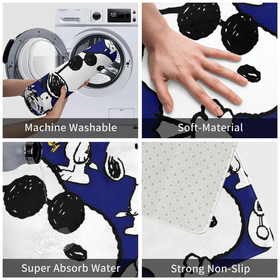 Snoopy Woodstock Bathroom Rugs Mat Extra Soft and Absorbent Cartoon Bath Rugs Mats Carpet Non-Slip for Kitchen Shower