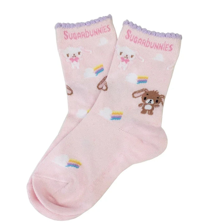 Cute Sugarbunnies Long Socks for Girls Kids Kawaii Cartoon Anime Pink Cotton Socks