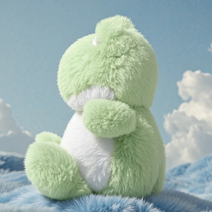 Kawaii Green Frog Plush Toys Fluffy Lying Frog Stuffed Animal Black Eyes Big Mouth Smiling Chubby Frog Soft Dolls Fun Gifts