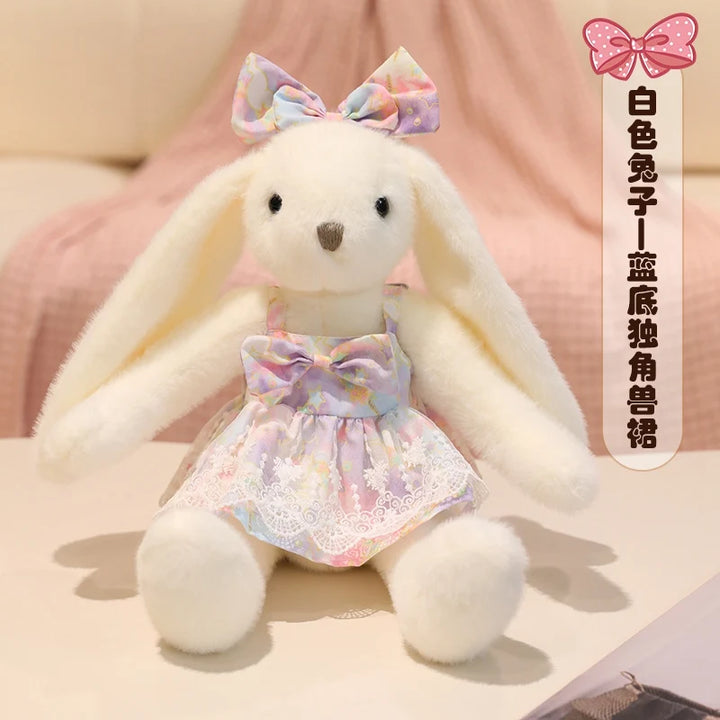Garden Rabbit Plush Toys In Floral Dresses Princess Bunny Wearing Bows Kawaii Birthday Presents Christmas Gifts For Girl Friend