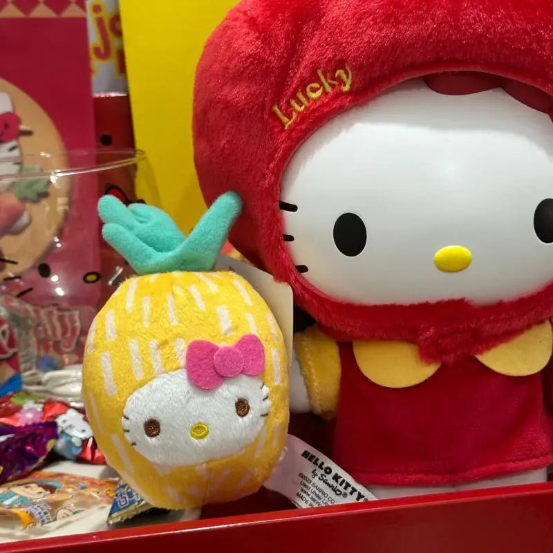 Kawaii Sanrio Hello Kitty Pineapple Backpack Keychain Plush Toys Fruit Accessories Doll Anime Girlfriend Birthday Creative Gift