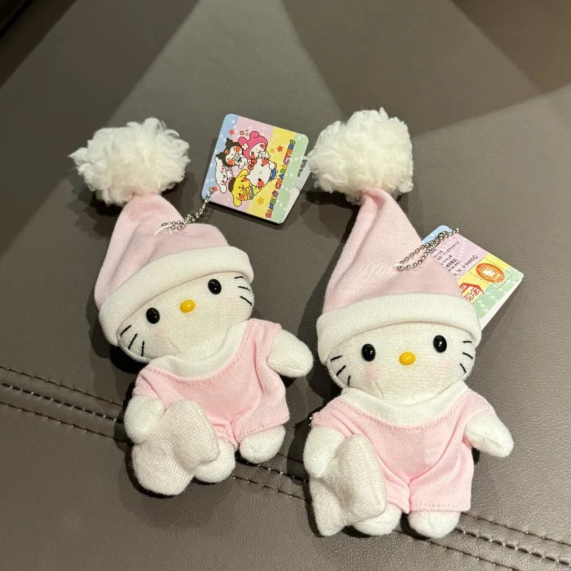 8cm kawaii Sanrio Plush Keychain Hello Kitty Plushie Pink Pajama Baby Series Kawaii Bag Pendant kuromi Soft Stuff Accessories