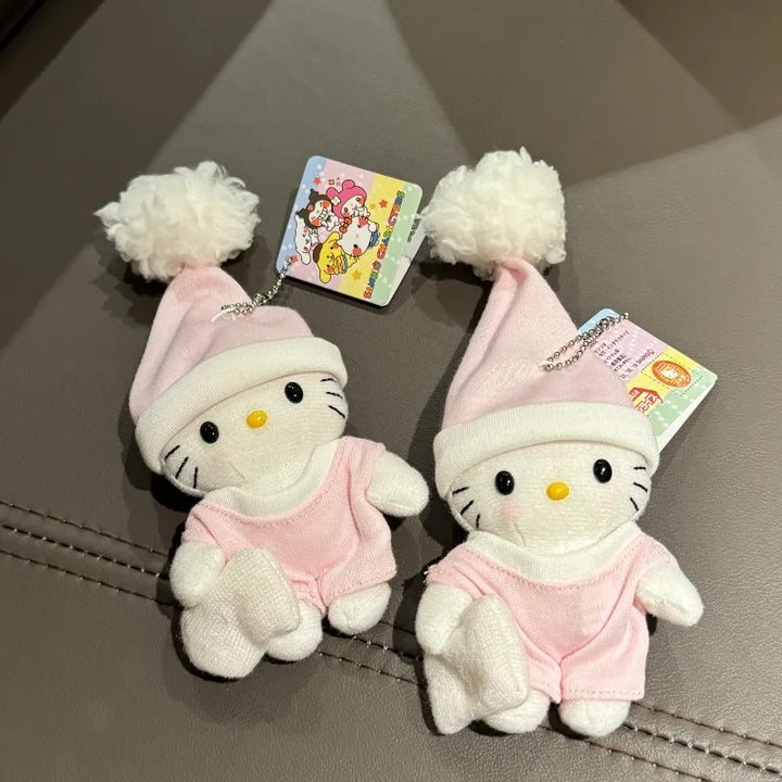 8cm kawaii Sanrio Plush Keychain Hello Kitty Plushie Pink Pajama Baby Series Kawaii Bag Pendant kuromi Soft Stuff Accessories