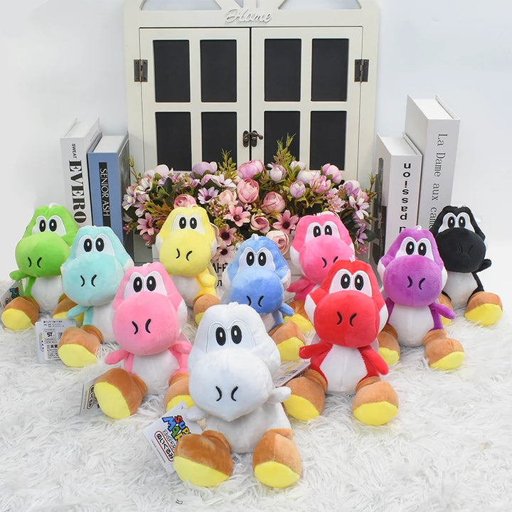 Kawaii Mario Green Blue Pink Black Yoshi Soft Plush Toys Cute Anime Eggs Stuffed Animals Peluche Dolls Festivals Birthday Gifts