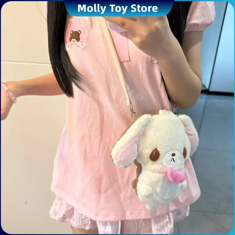 Kawaii Sanrio Sugarbunnies Plush Messenger Bag Cartoon Cure Double-Sided Bag Shirousa Kurousa Large Capacity Shoulder Bag Gifts