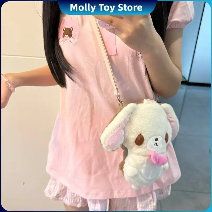 Kawaii Sanrio Sugarbunnies Plush Messenger Bag Cartoon Cure Double-Sided Bag Shirousa Kurousa Large Capacity Shoulder Bag Gifts