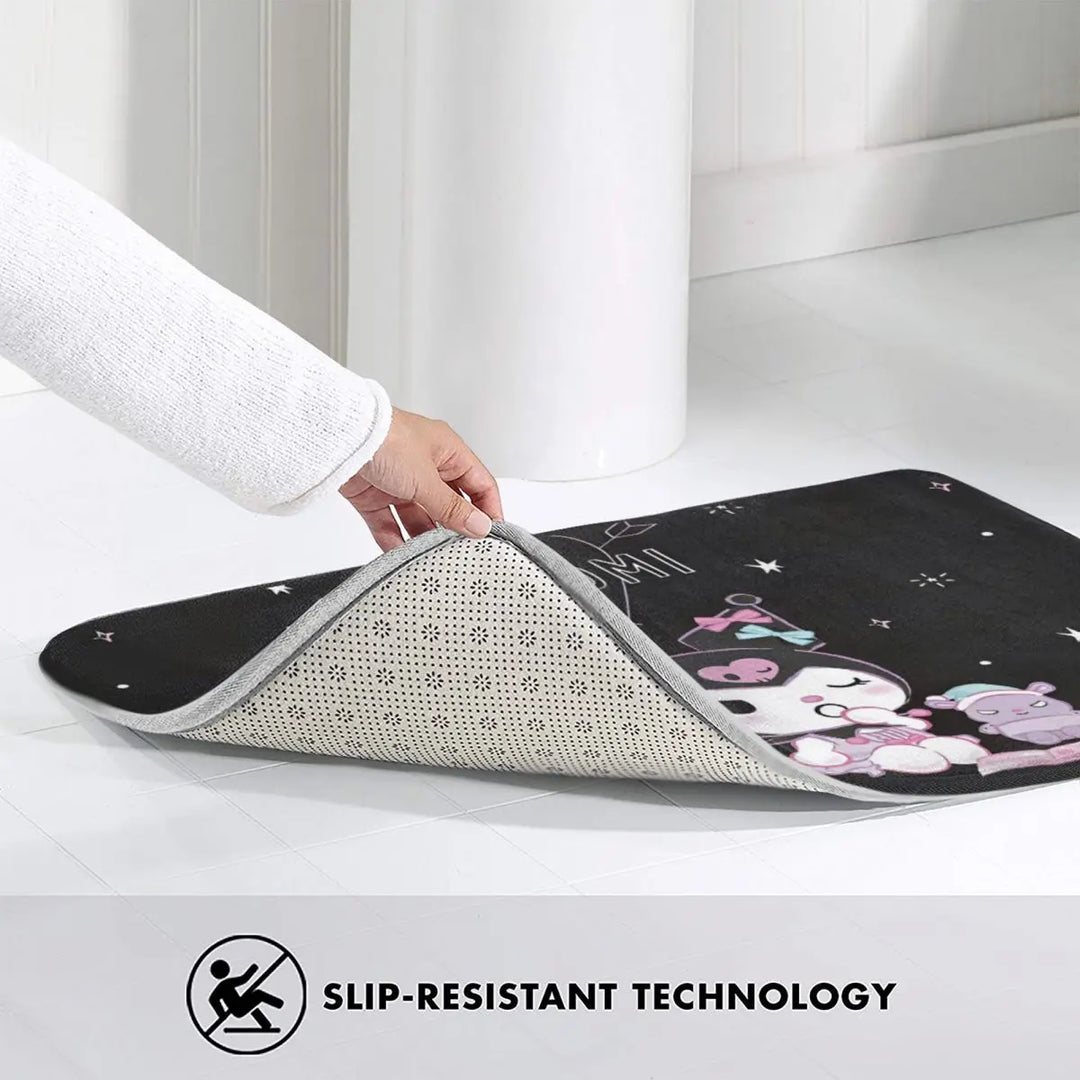 Kuromi Cheeky But Charming Merch Memory Foam Bath Mat Rug Non-Slip Water Absorption Bathroom Floor Rugs Carpet For Door Doormat