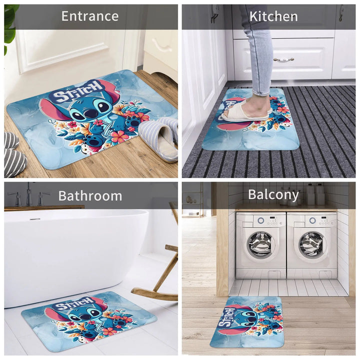 Cartoon Stitch Movie Bathroom Rugs Mat Super Soft  Bath Rugs Mats Carpet Non-Slip for Kitchen Shower