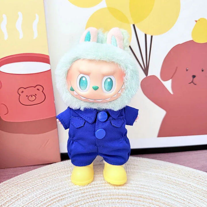 Fashion 17cm Labubu 1st/2nd/3rd Gen Cute Bunny Outfits Pink Bow Set Colorful Cargo Onesie Shoes Sitting Party Doll Clothes