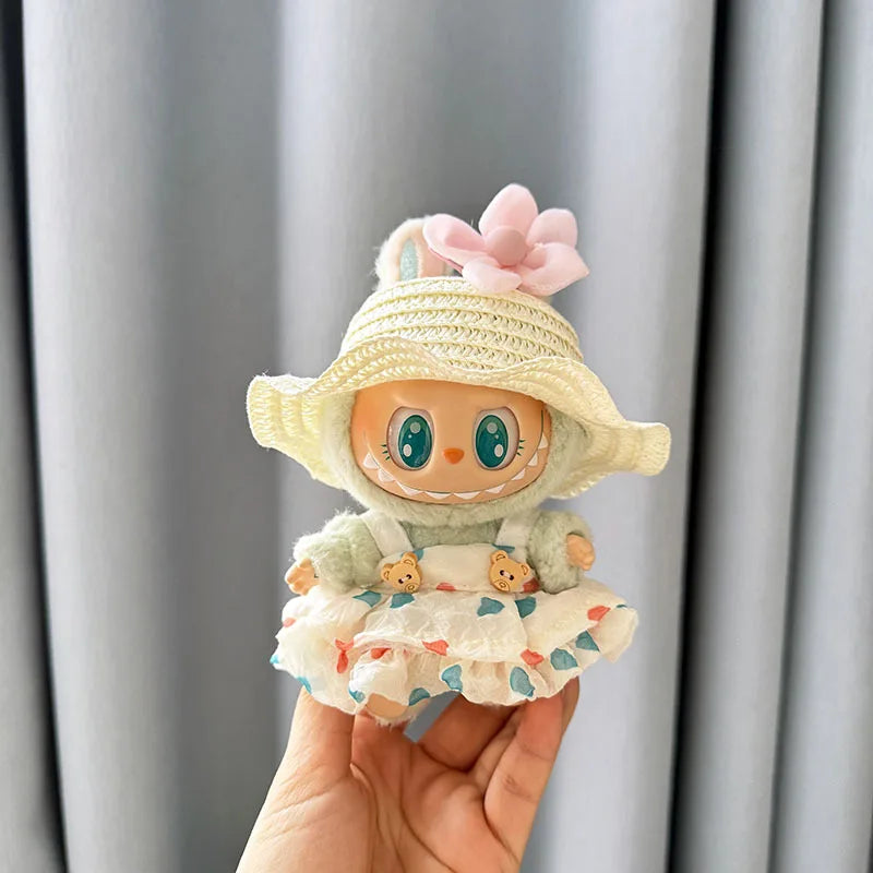 17cm Labubu Idol Dolls Plush Doll'S Strawberry Skirt Cute Clothing Hoodie No Doll Outfit Accessories Korea Kpop Exo Girls Gift
