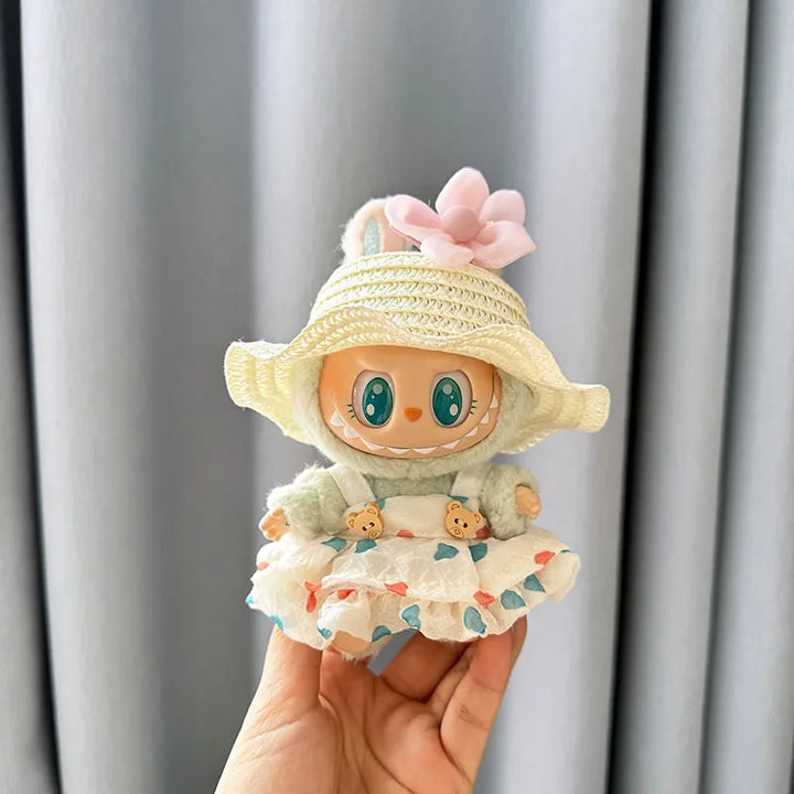 17cm Labubu Idol Dolls Plush Doll'S Strawberry Skirt Cute Clothing Hoodie No Doll Outfit Accessories Korea Kpop Exo Girls Gift