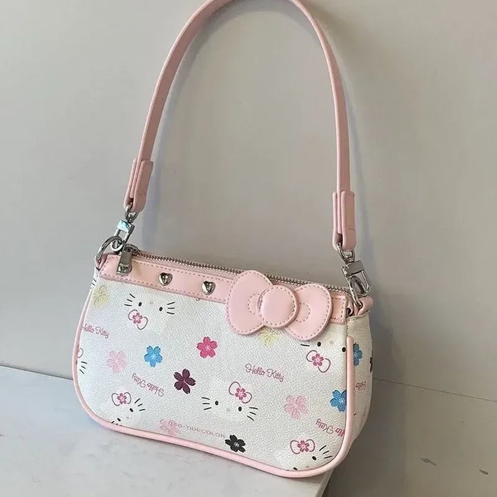 Sanrio Hellokitty Shoulder Bag Cartoon Print Handbag  Large Capacity Shoulder Bag For Women Fashion Underarm Bag Holiday Gifts