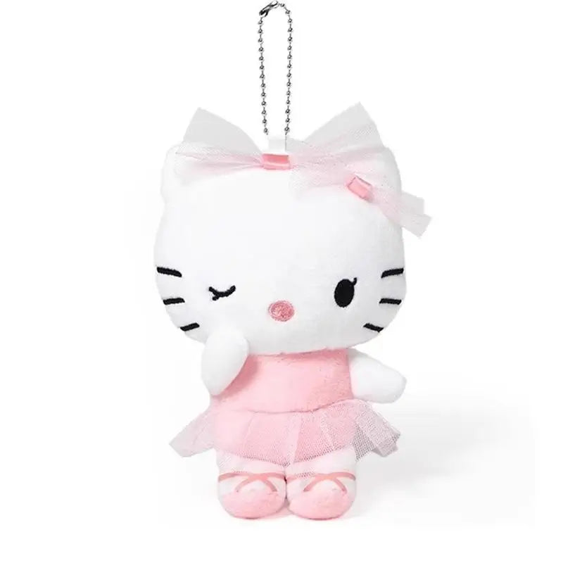 Kawaii Sanrio Hello Kitty Playing Football Plush Toys Panda Dress Up Keychain Decoration Backpack Pendant Girls  Birthday Gifts