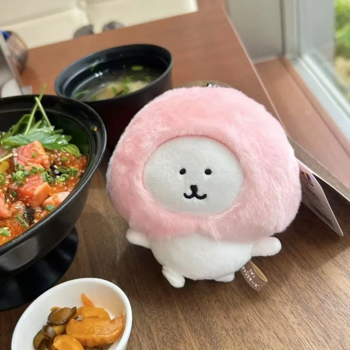 cute Self-deprecating Bear Plush doll Keychains joke bear Peach series Doll Pendant  Hachiware Bag Pendant Decoration Keychain