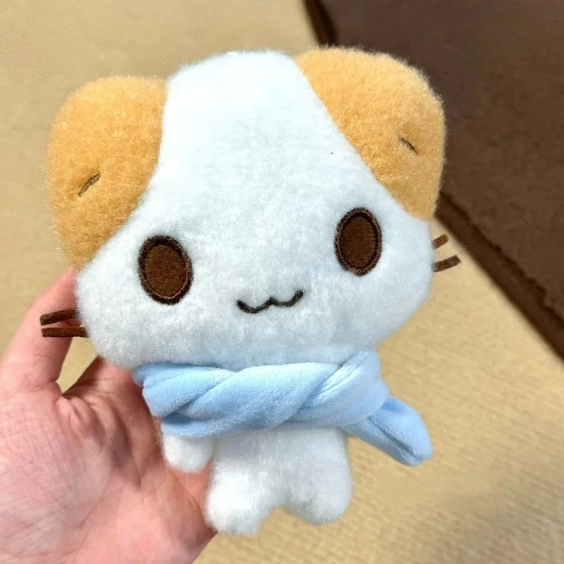15cm Kawaii  Masyumaro Fluffy Fuwa Nyanko Cat Plush Doll Keychain Sanrios Cartoon marshmallow scarf Cat Keyring Bag Pendant gift