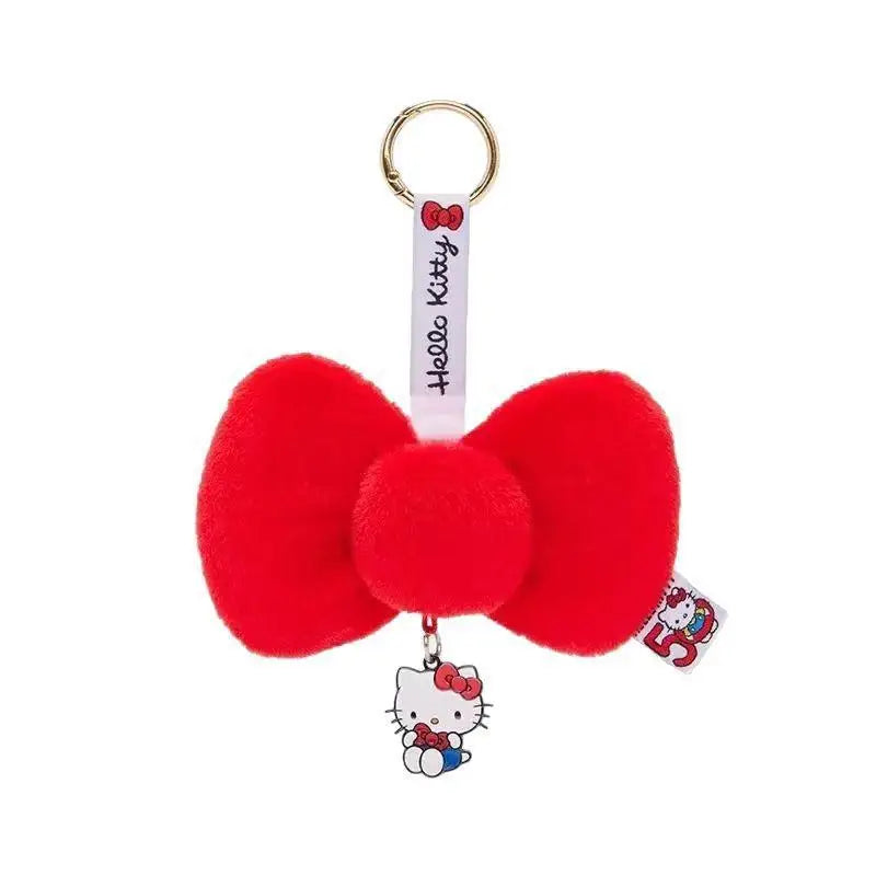 Kawaii Sanrio Hello Kitty 50Th Anniversary Bow Keychain Cartoon Plush Toys Backpack Pendant Peripheral Friends Birthday Gifts