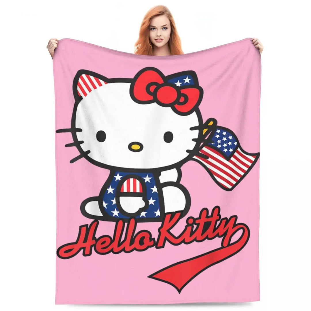 Hello Kitty Zodiac Aquarius Fuzzy Blankets Customized Throw Blanket for Home Hotel Sofa 200x150cm Bedspreads