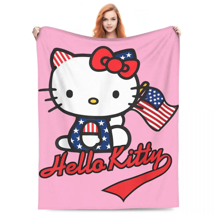 Hello Kitty Zodiac Aquarius Fuzzy Blankets Customized Throw Blanket for Home Hotel Sofa 200x150cm Bedspreads