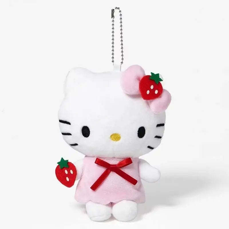 Kawaii Sanrio Hello Kitty Playing Football Plush Toys Panda Dress Up Keychain Decoration Backpack Pendant Girls  Birthday Gifts