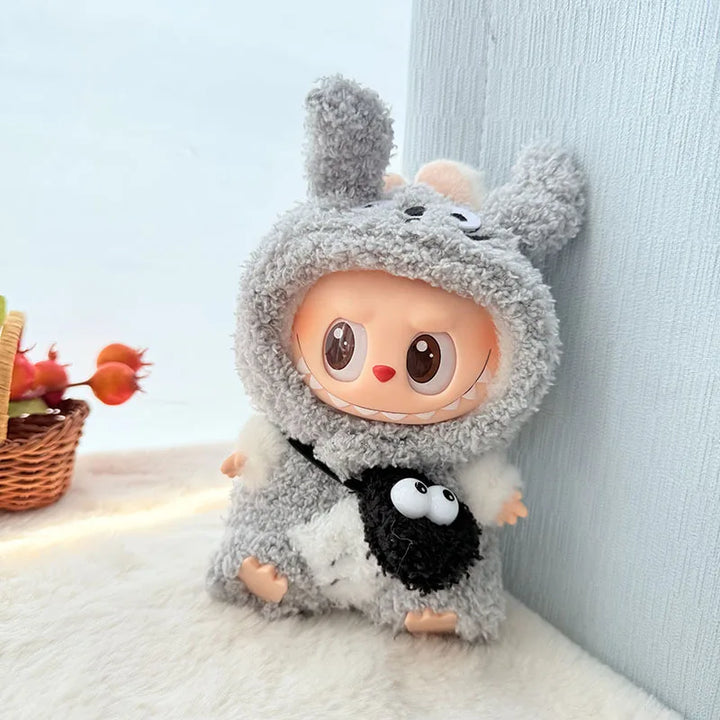 15cm/17cm Labubu Doll Clothes LABUBU Sitting Party 1st 2nd and 3rd Generation Outfit Cloud Fleece Totoro Set Gift for Labubu Fan