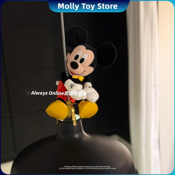 Disney Mickey Minnie Plush Doll Toy With Skeleton Stand And Sit Ornaments Joint Movable Plush Doll Room Home Decor Gifs