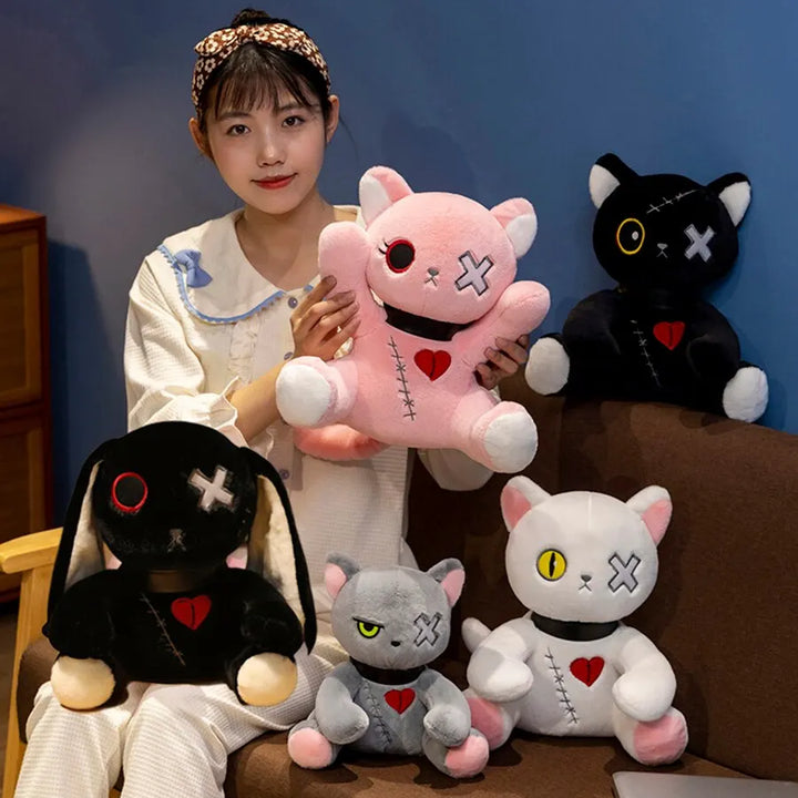 Dark Series Plush Cat Toy Gothic Rock Style Stuffed Animals Reborn Cat Doll Halloween Plush Kids Toy Home Decor Birthday Gift