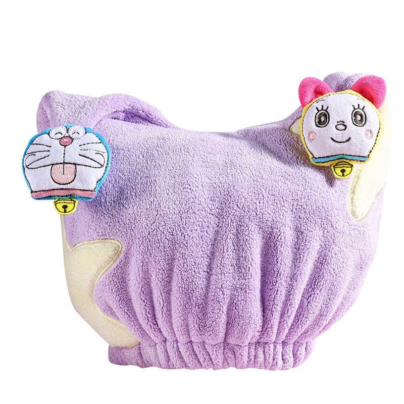 Cartoon Doraemon ‌Hair-drying Cap Water-absorbing Dry Hair Towel Cute Triangle Cap Water-absorbing Quick Dry Hat Christmas Gift