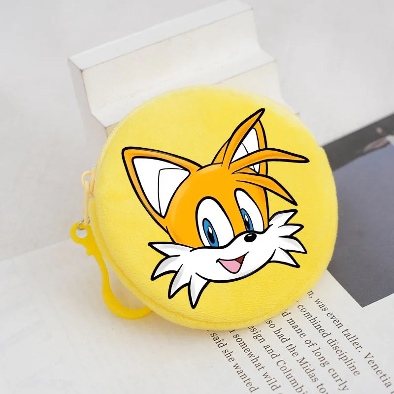 Sonics Plush Coin Zipper Purses Cute Anime Cartoon Printed Storage Bags Round Mini Wallet Anime Keychain Pouch Kid Birthday Gift