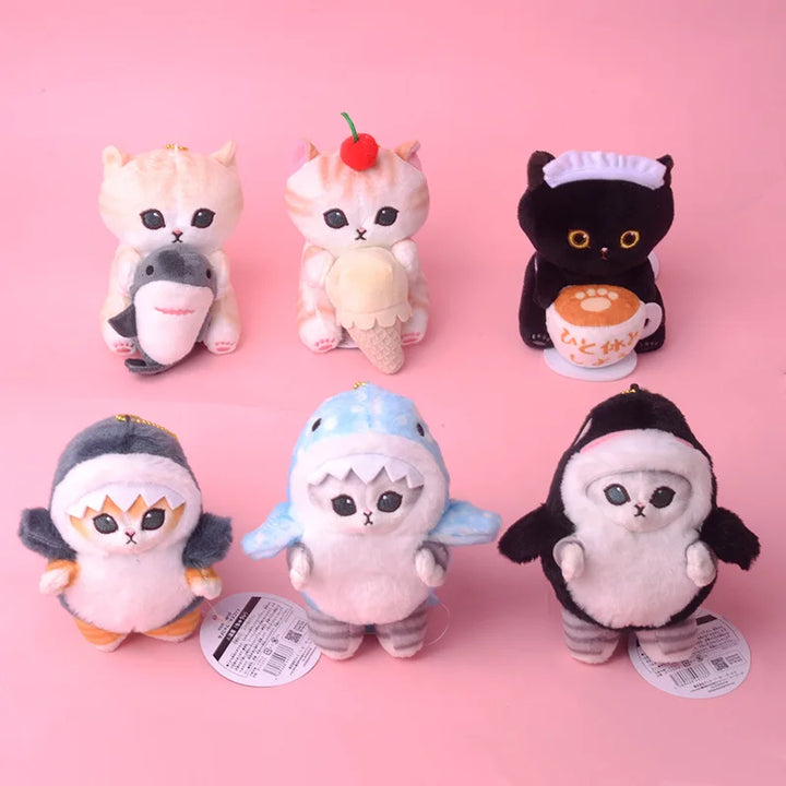 Newest Japanese Cute Mofusand Shark Cat Plush Toys Kawaii Keychain Cartoon Backpack Small Pendant Decoration Boys Holiday Gifts