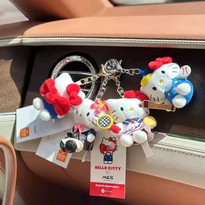 Sanrio Hello Kitty Tennis Plush Toys Kawaii Keychain Soft Stuffed Doll Backpack Pendant Cute Cartoon Decoration Birthday Gift