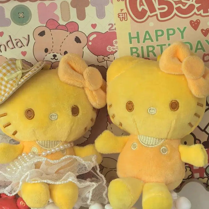Sanrio Hello Kitty Kawaii Yellow Plush Toys Backpack Pendant Cartoon Decorative Stuffed Keychain Girl Birthday Gift Accessories