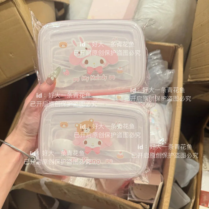 Genuine Sanrio My Melody Lunch Box Cartoon Cute Crisper Lunch Box Portable Fruit Box Student Lunch Box Girls Gifts
