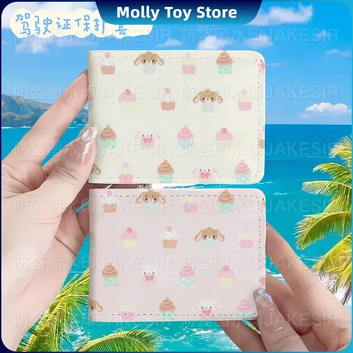 Kawaii Sugarbunnies Driver'S License Protective Leather Cover Cartoon Cute Id Card Sleeve Anti Loss Wear-Resistant Girls Gifts