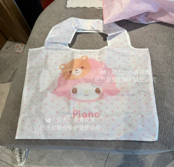 My Melody Sugarbunnies Masyumaro Shopping Bag Cartoon Cute Storage Bag Collapsible Handbag Shoulder Bag Lunch Bag Shopping Bag